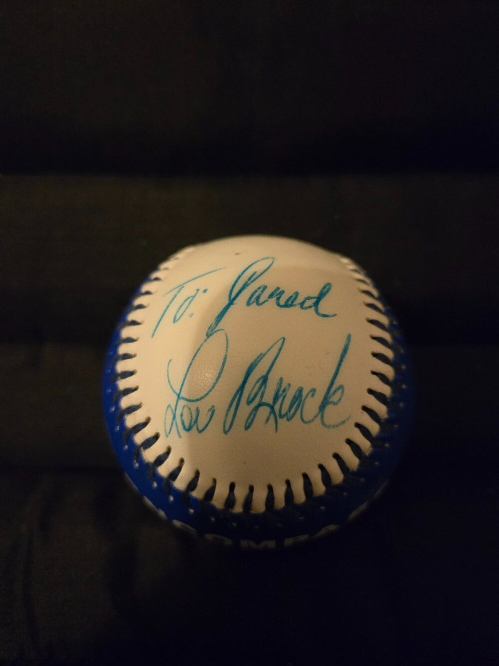 Lou Brock Autographed Baseball “To Jared” – Encompass Insurance Promotional Ball